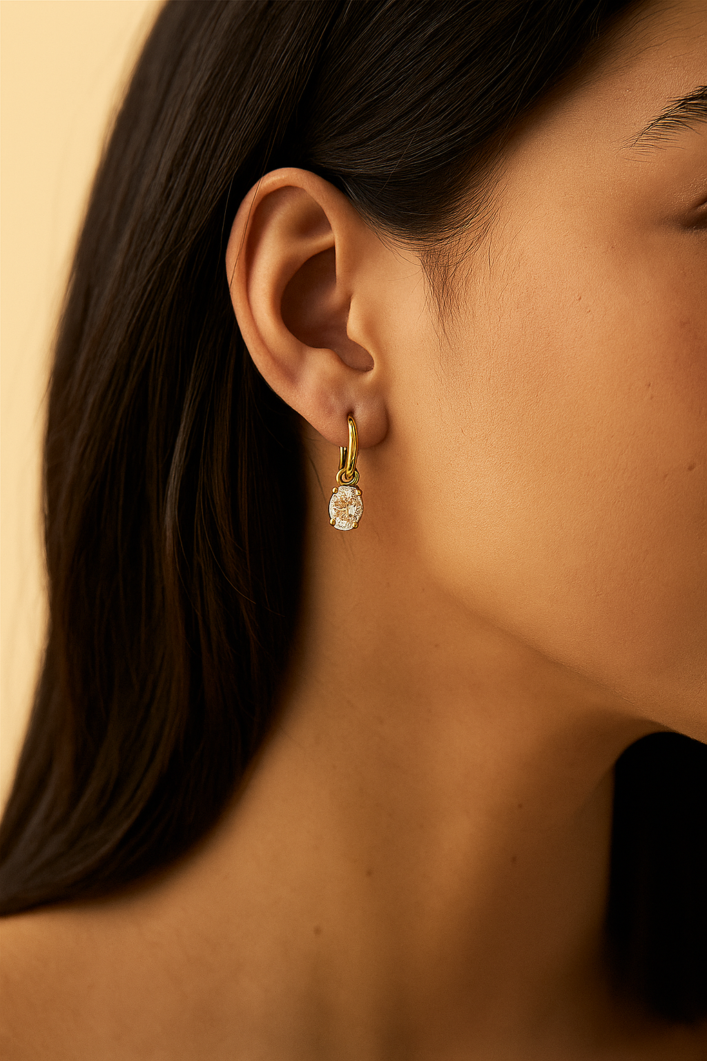 Oval Diamond Drop Hoops