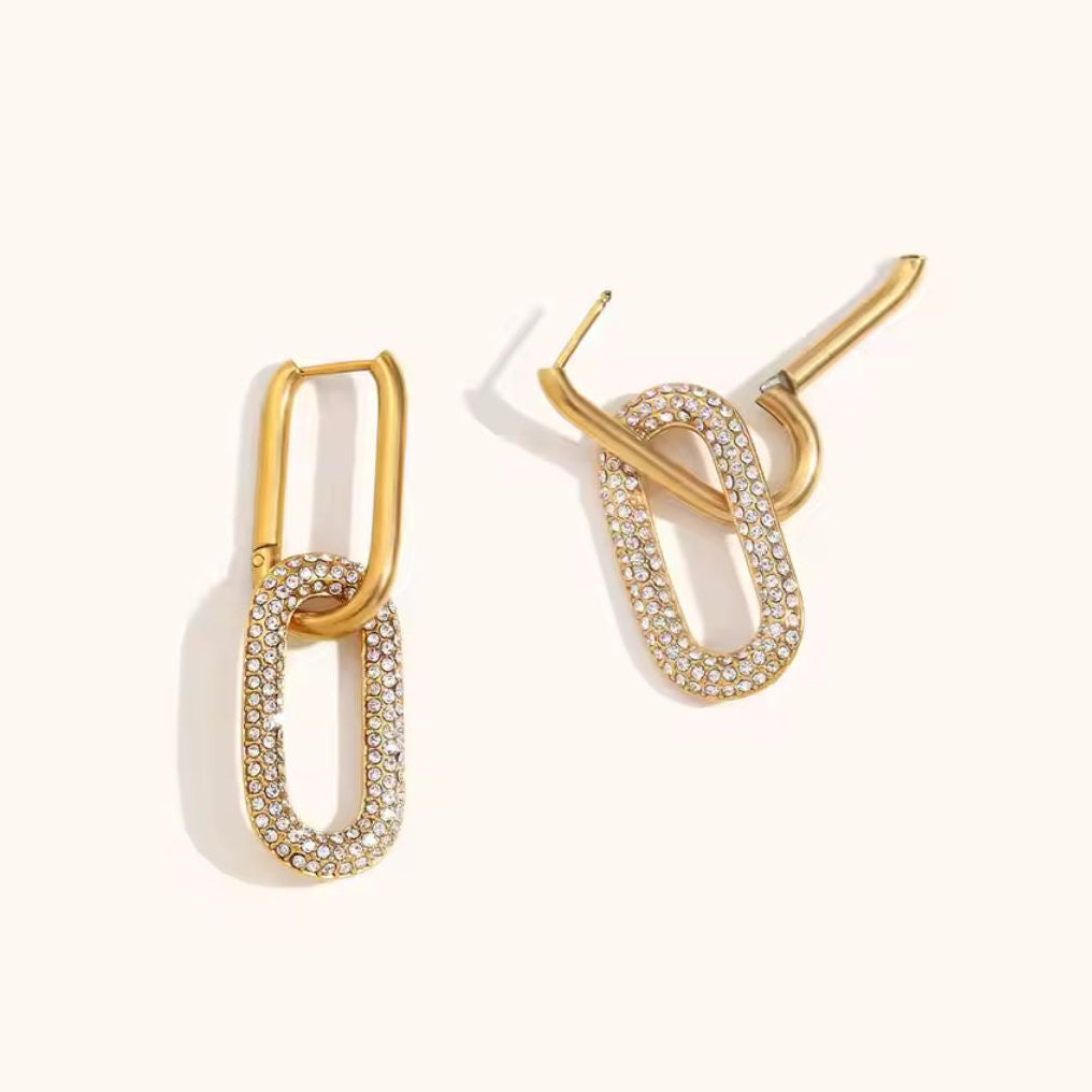 Pavé Diamond Oblong Huggies