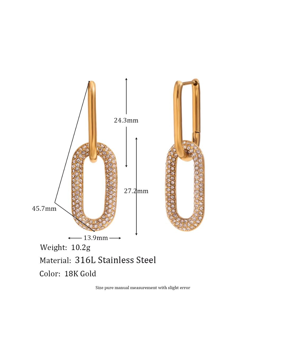 Pavé Diamond Oblong Huggies