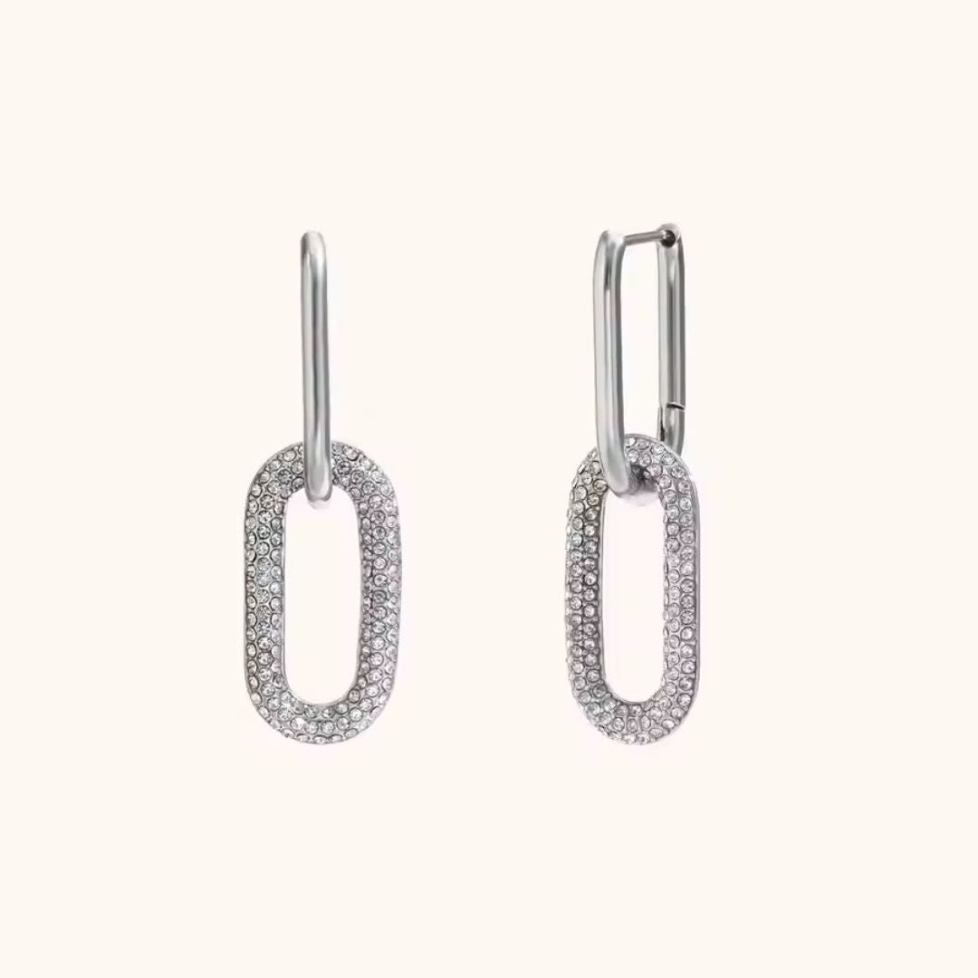 Pavé Diamond Oblong Huggies