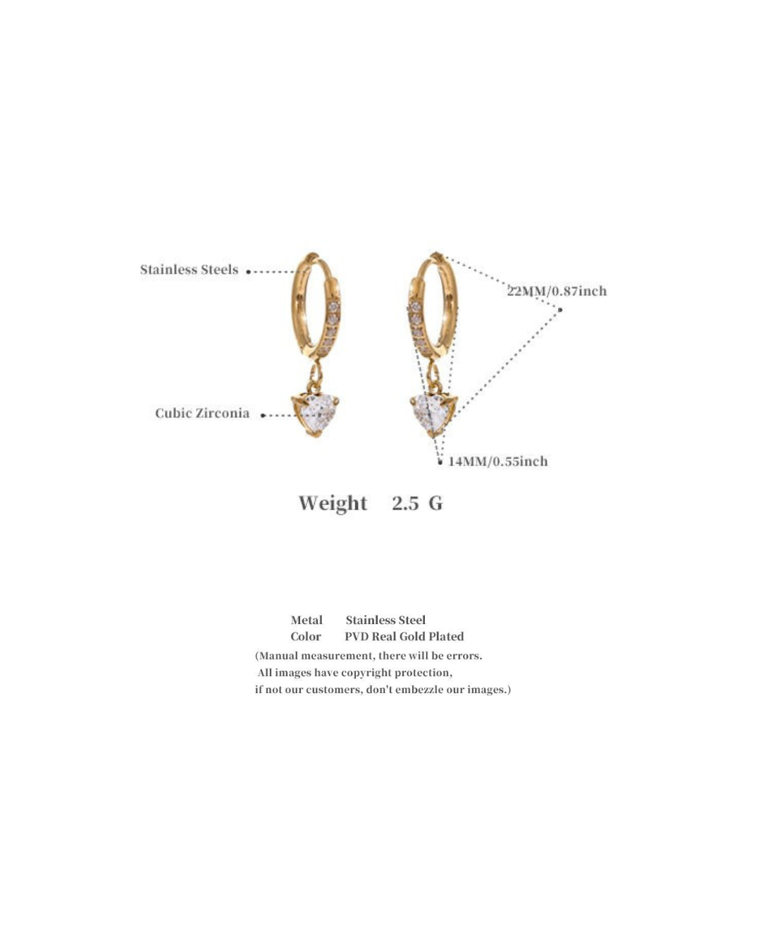 Heart Diamond Drop Earrings