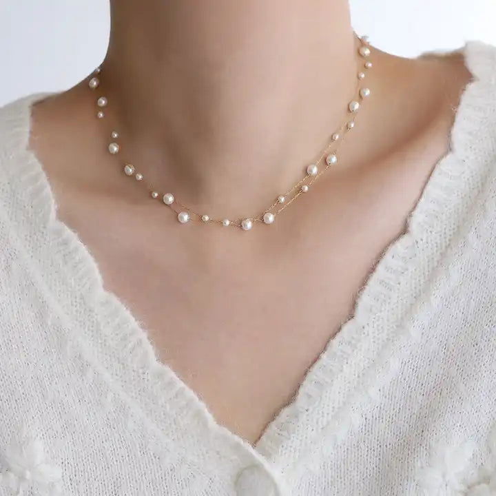 Dainty Pearl Necklace - Shvetah