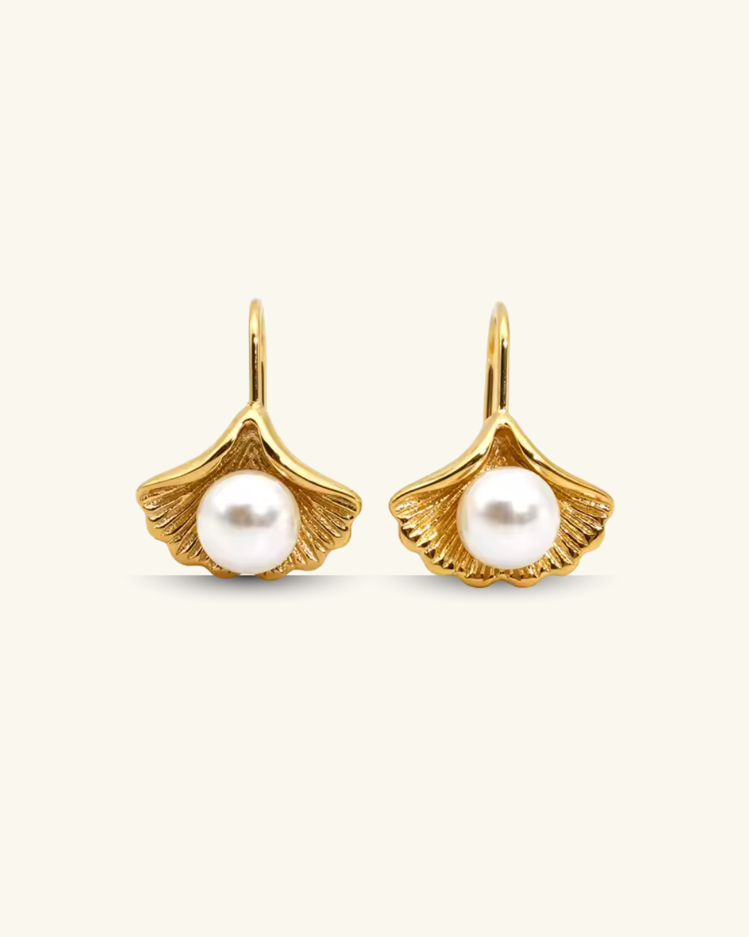 Pearl Ginkgo Leaf Earrings