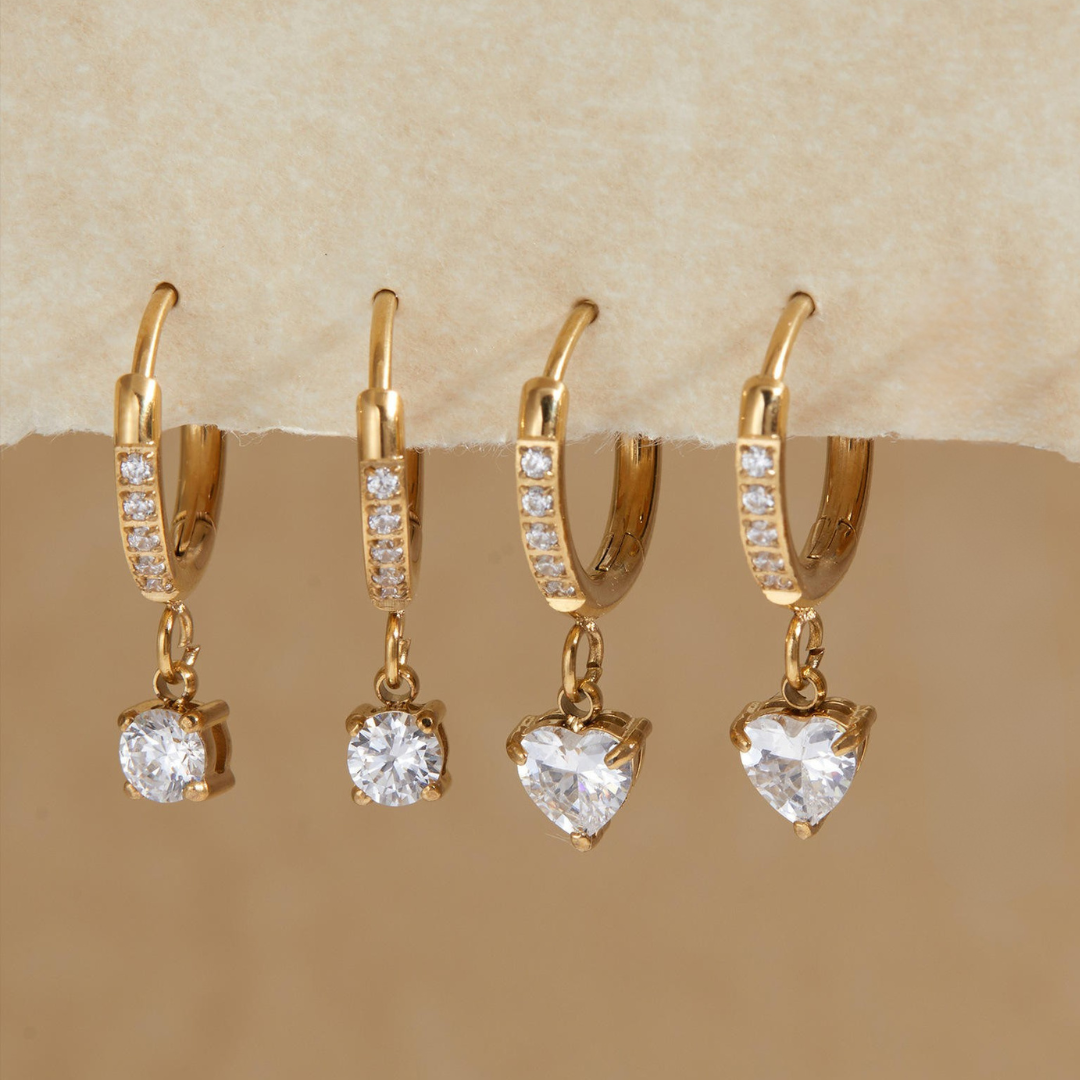 Heart Diamond Drop Earrings