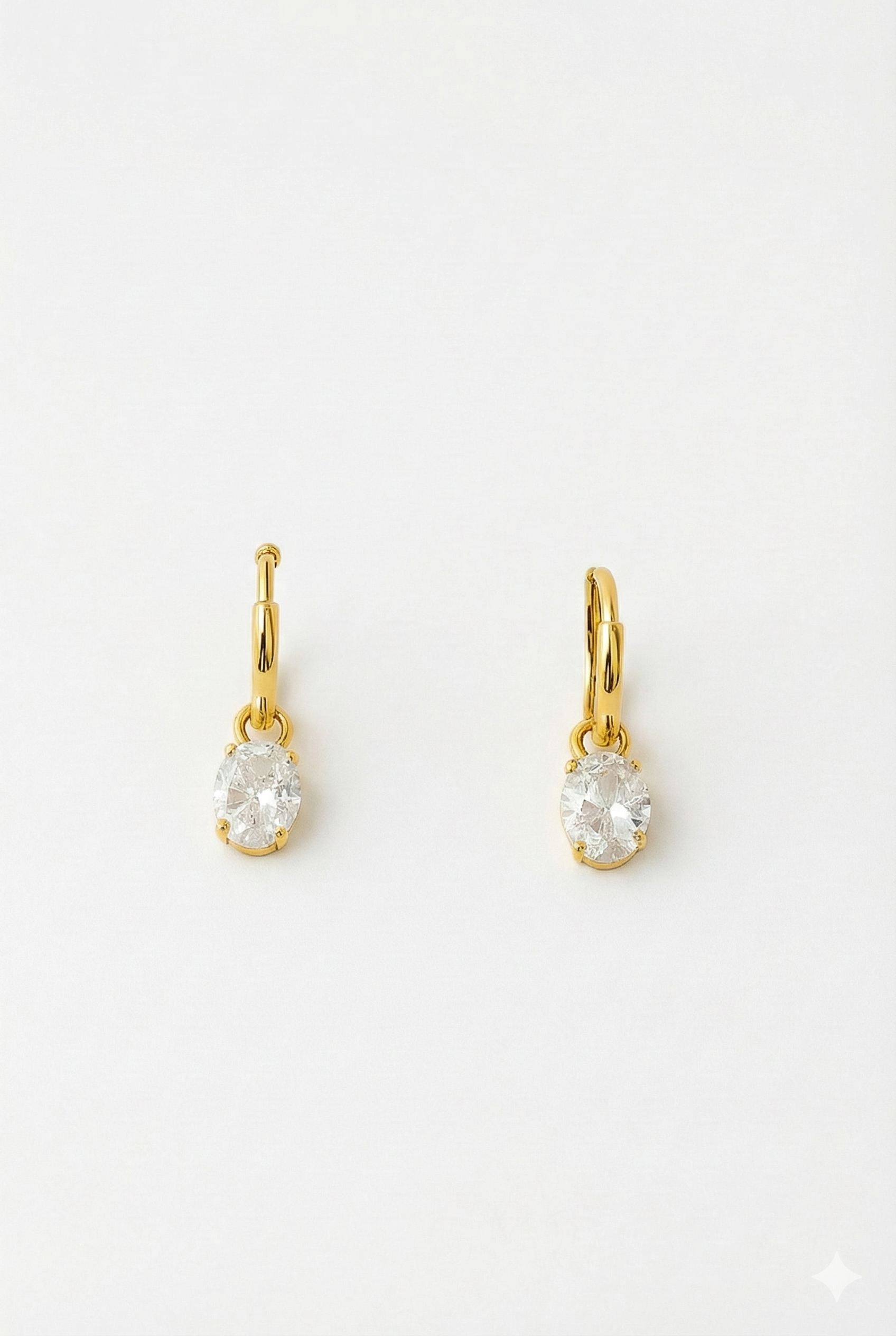 Oval Diamond Drop Hoops