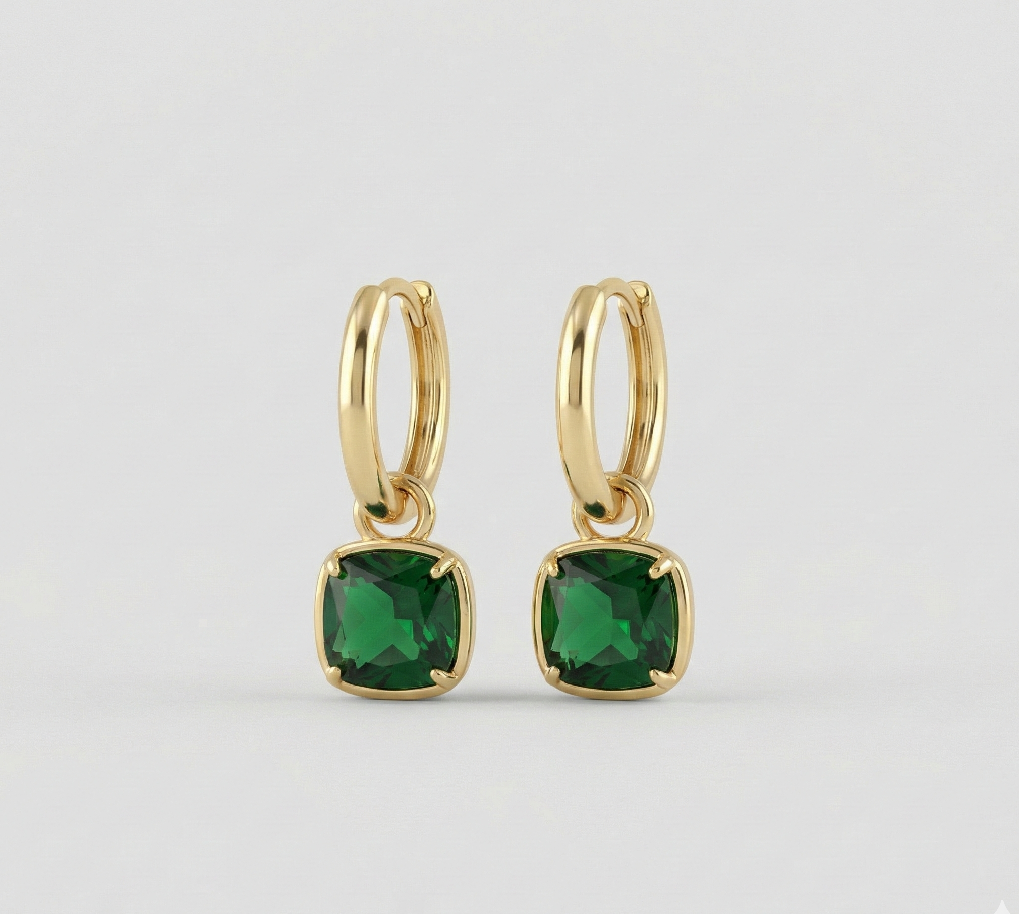 Emerald Drop Hoops
