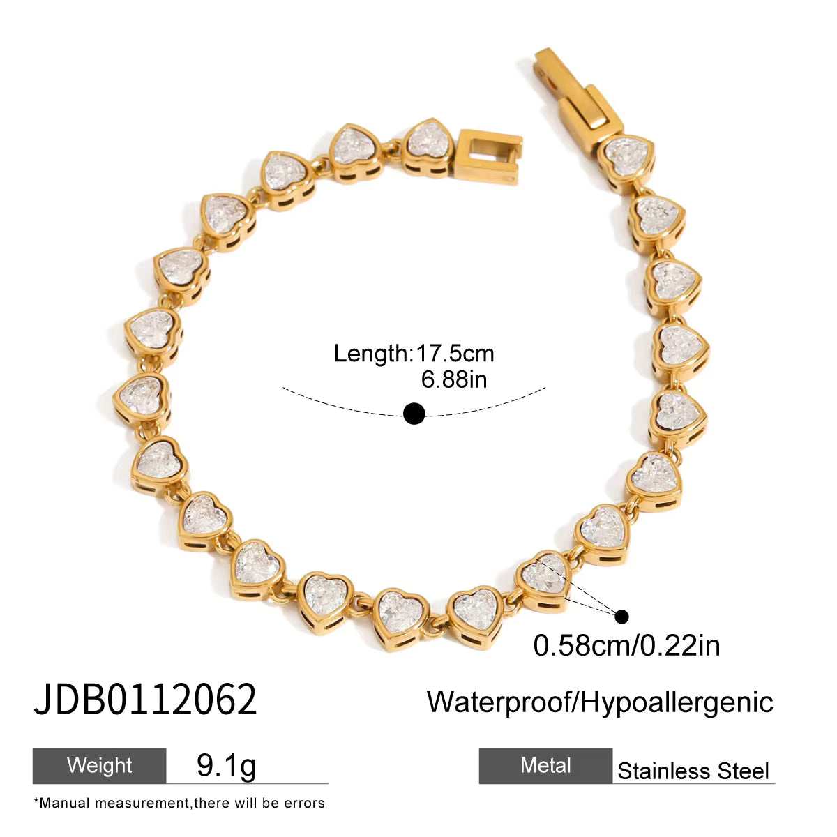 Heart Bezel Tennis Bracelet