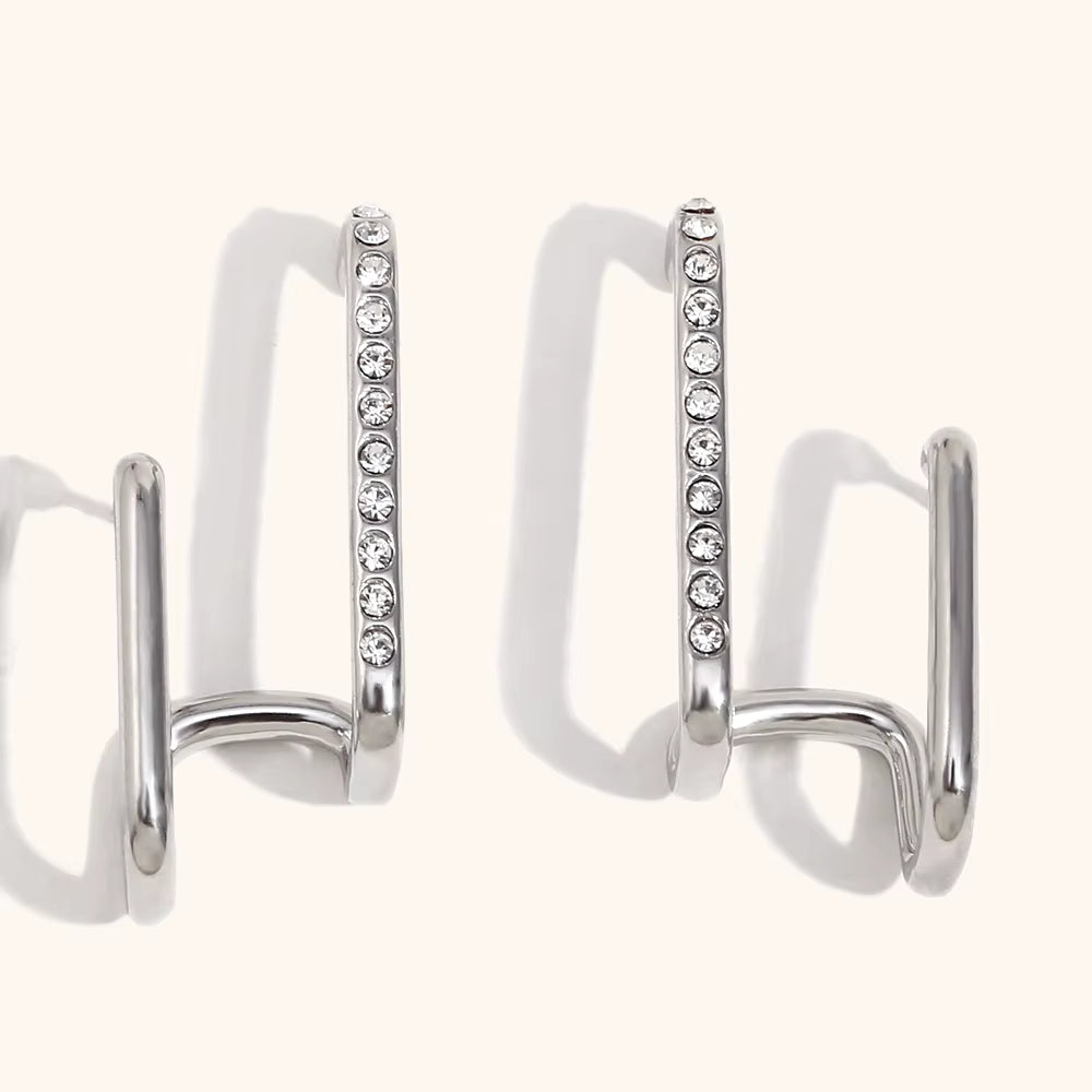 Double Layer Zircon Stud Earrings