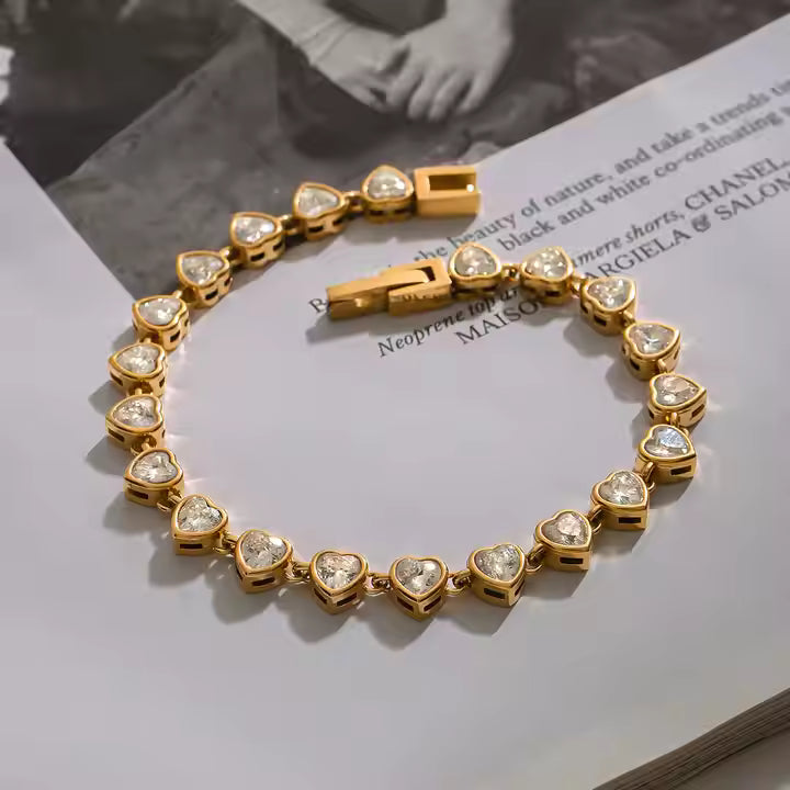 Heart Bezel Tennis Bracelet