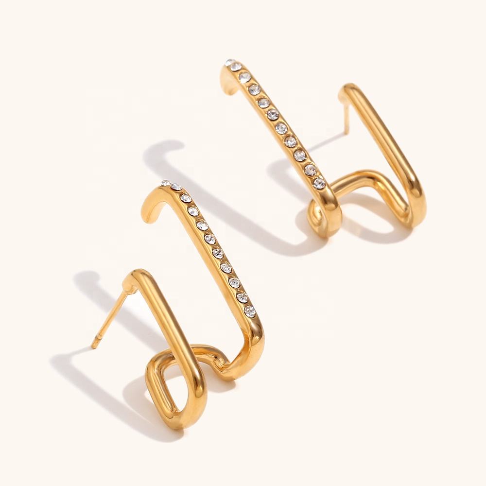 Double Layer Zircon Stud Earrings