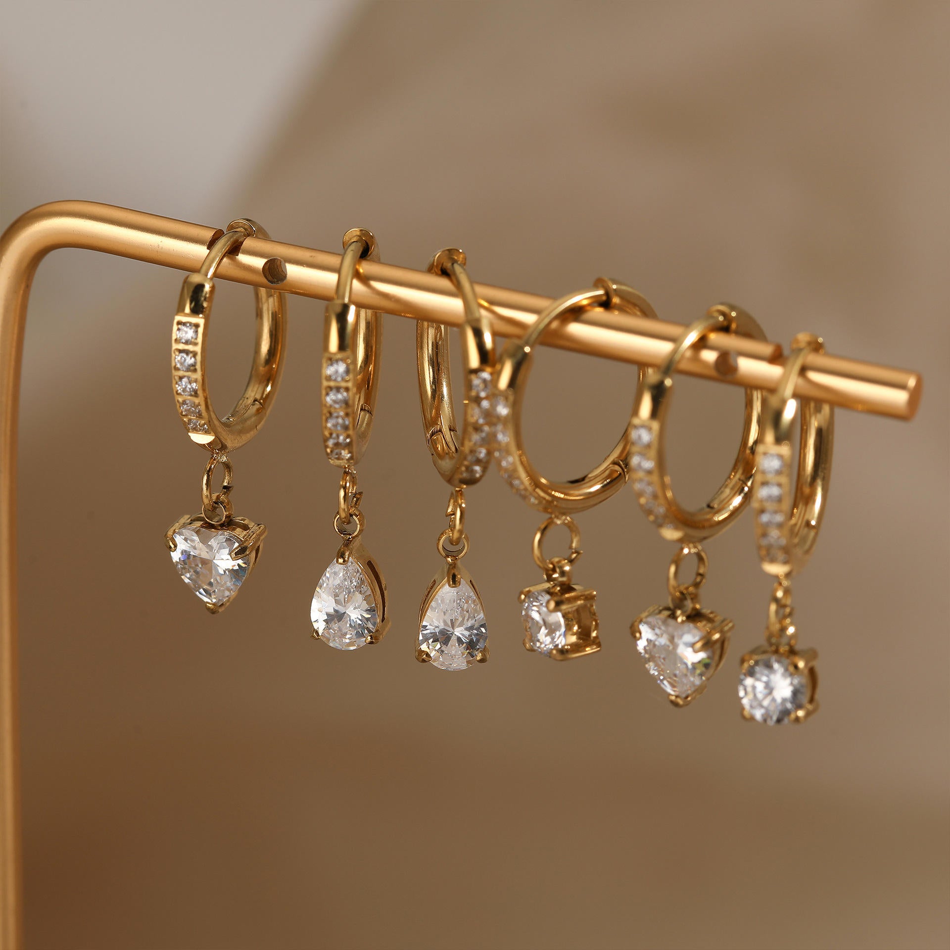 Round Diamond Drop Hoops