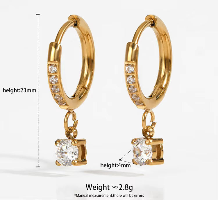 Round Diamond Drop Hoops