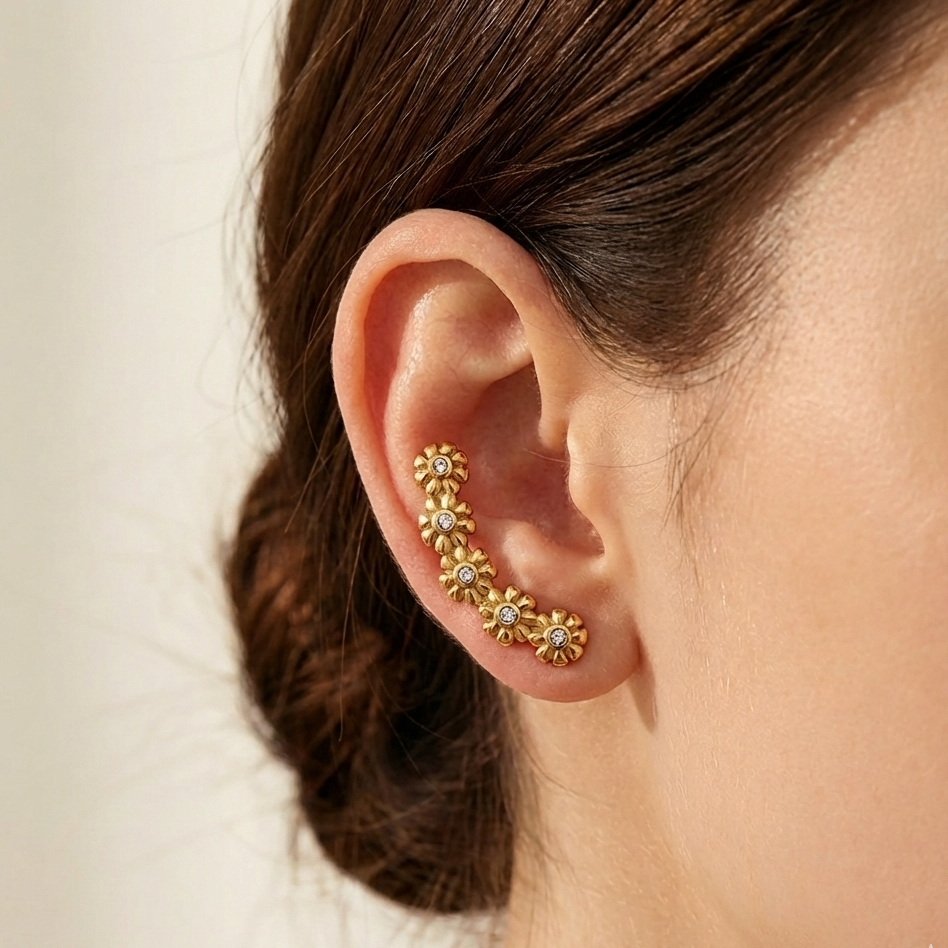 Floral Zircon Stud Earrings