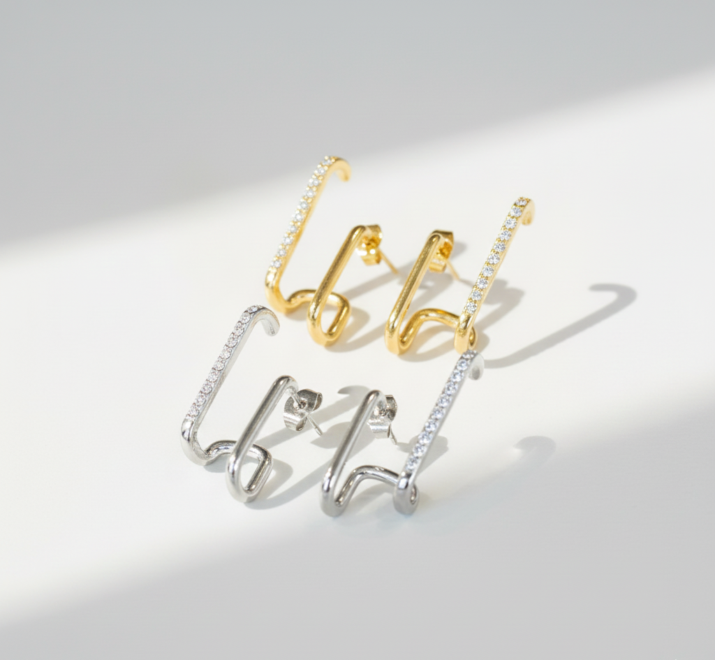 Double Layer Zircon Stud Earrings