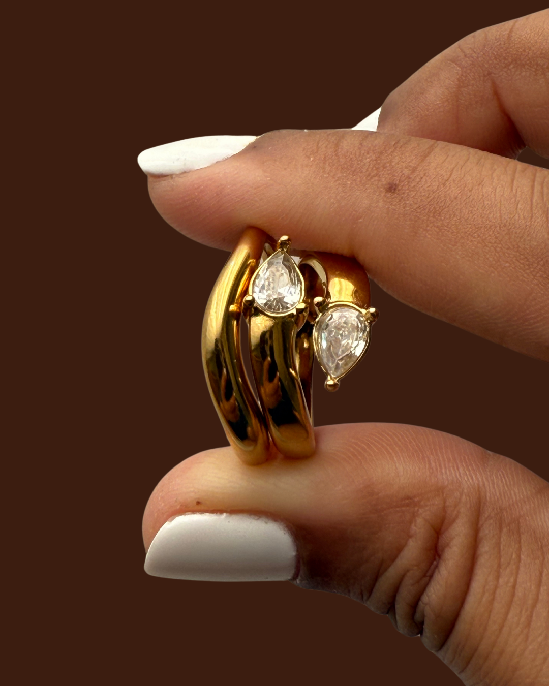 Layered Leaves Ring Stack