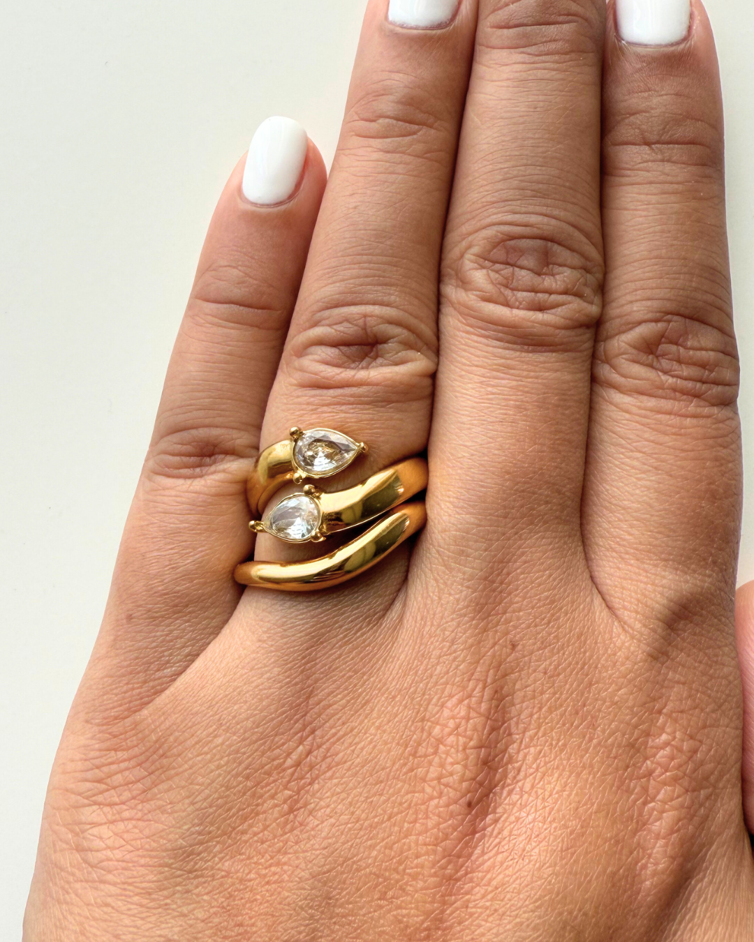 Layered Leaves Ring Stack