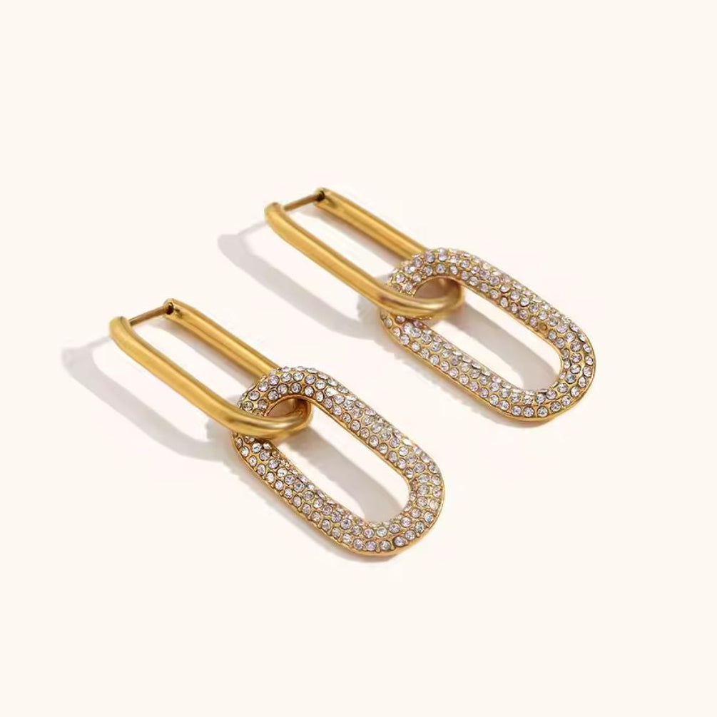 Pavé Diamond Oblong Huggies