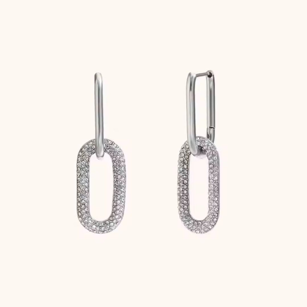Pavé Diamond Oblong Huggies