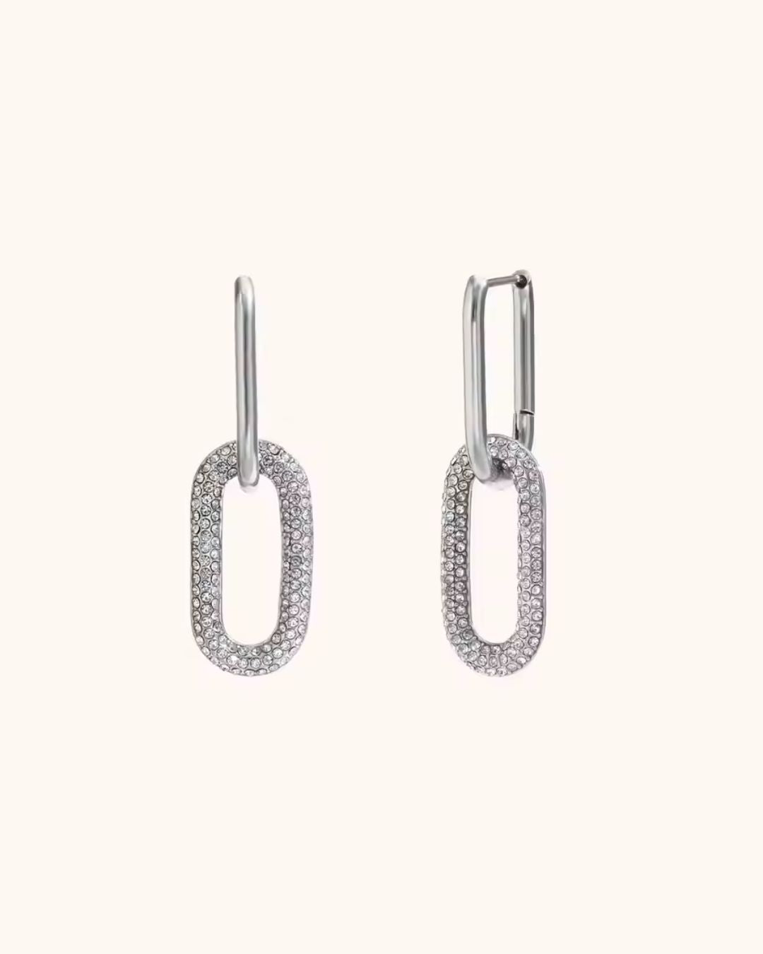 Pavé Diamond Oblong Huggies