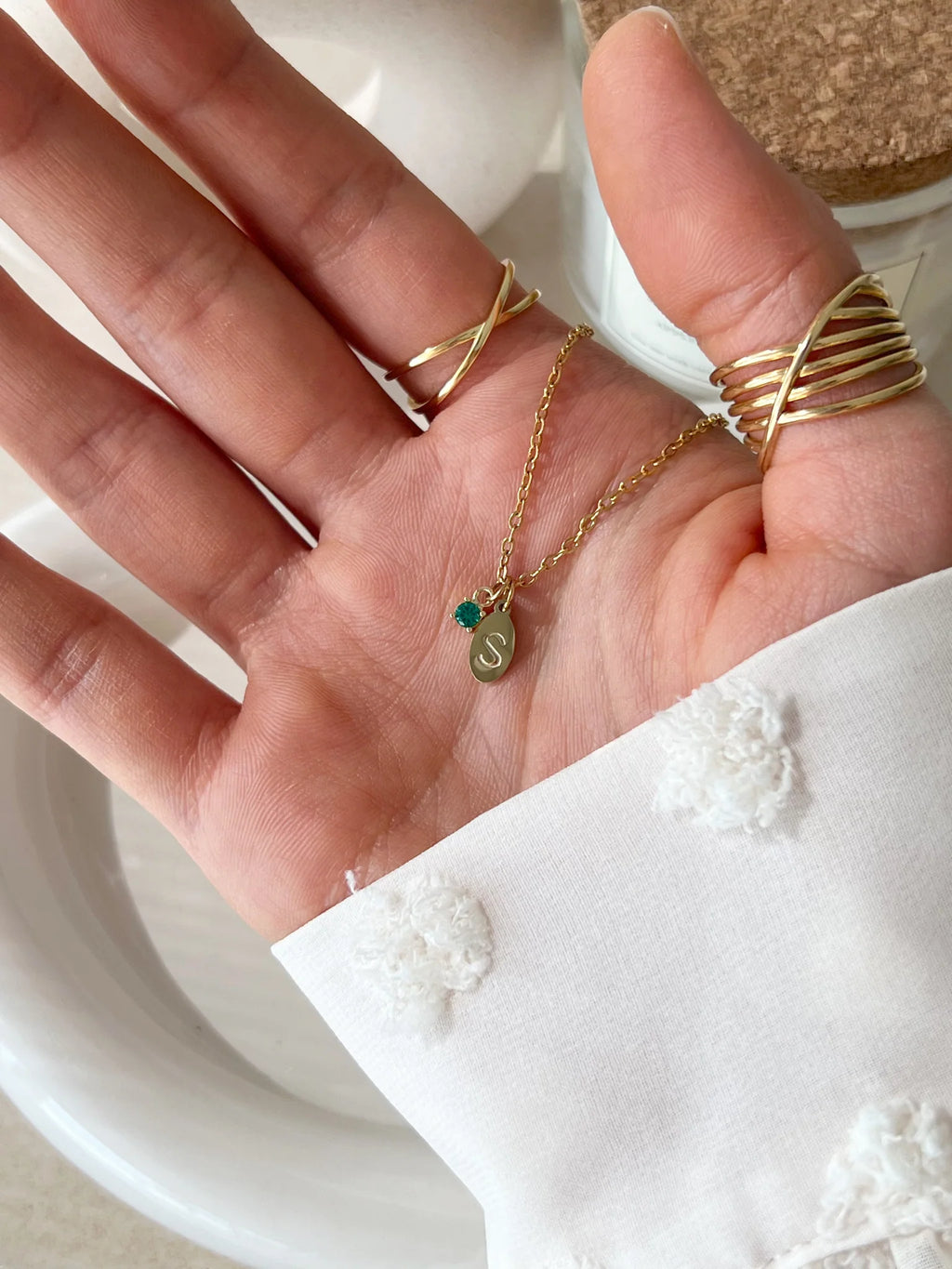 Petite Initial Necklace - Oval