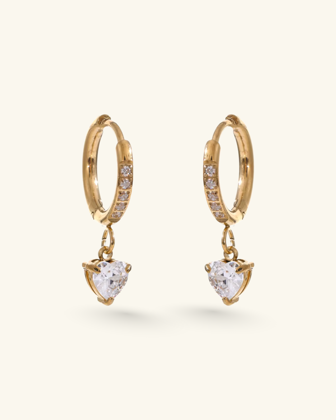 Heart Diamond Drop Earrings