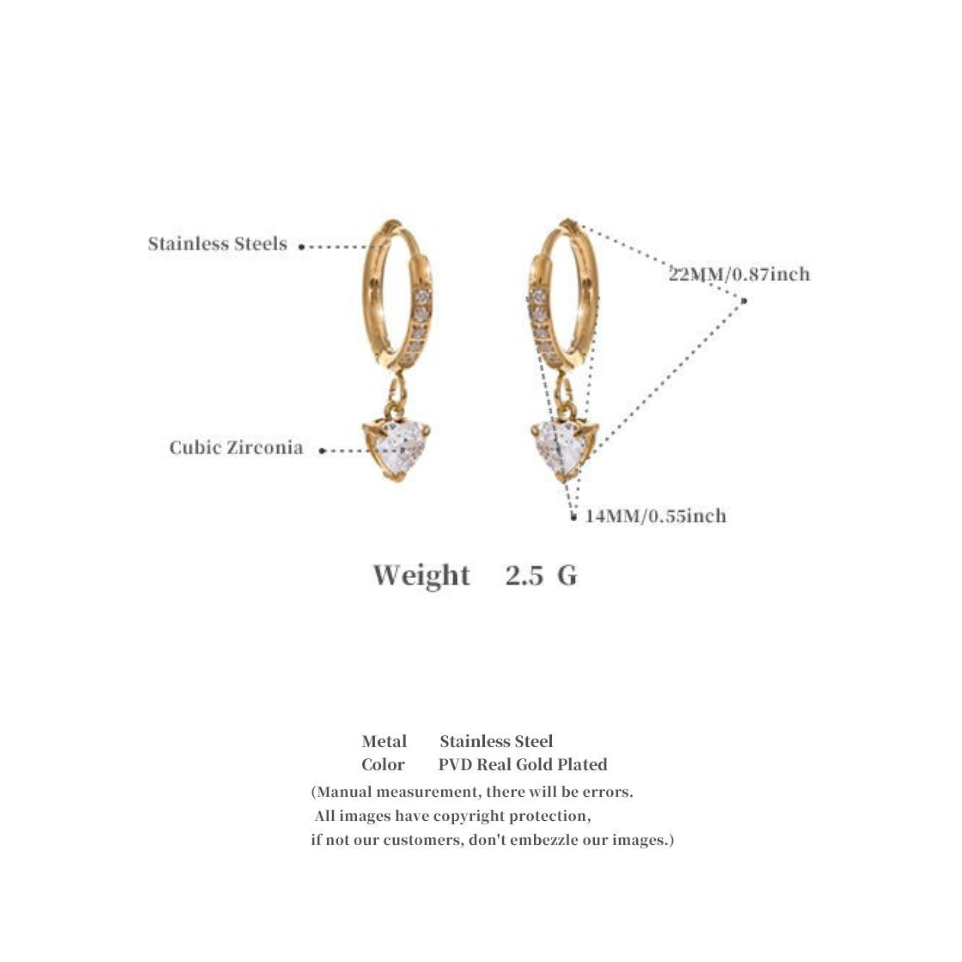 Heart Diamond Drop Earrings