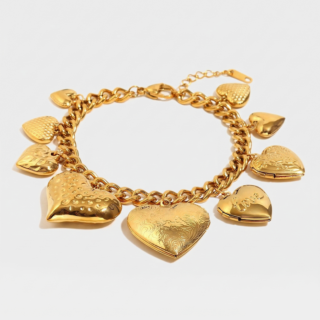 Bold Heart Charm Bracelet