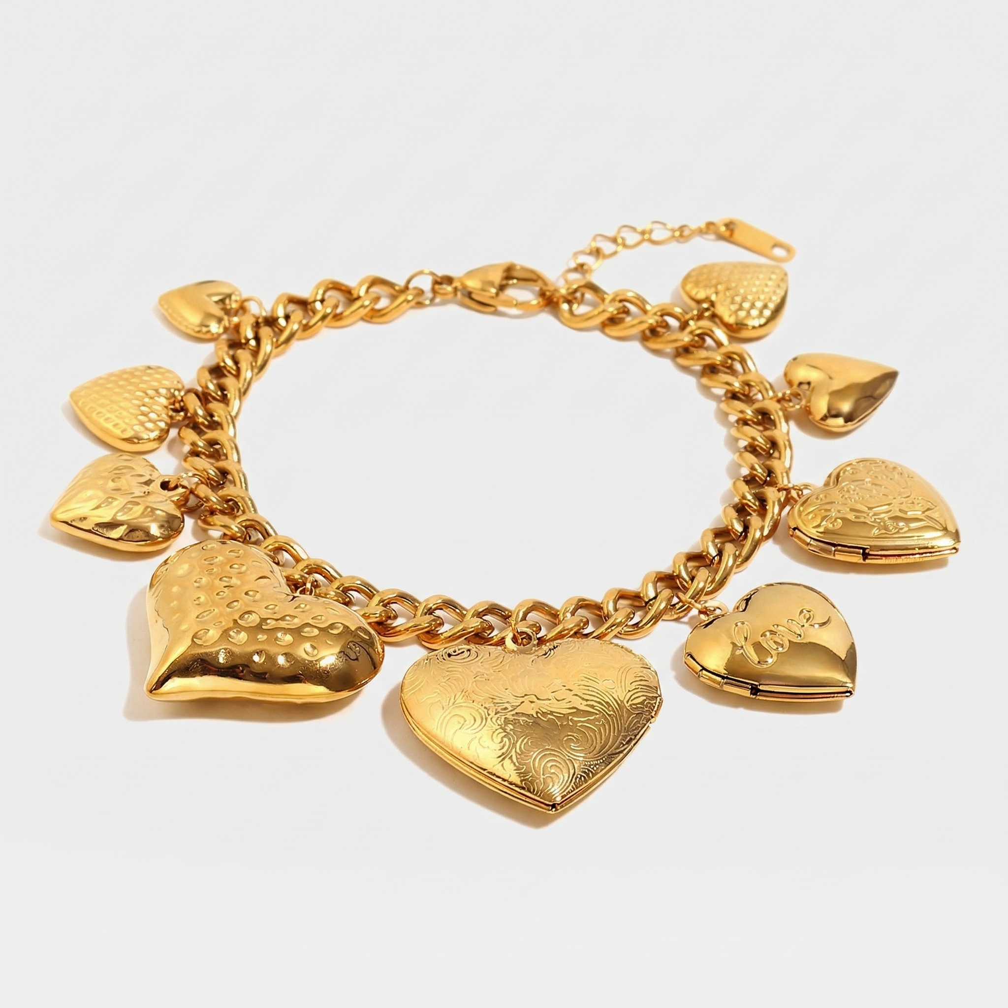 Bold Heart Charm Bracelet