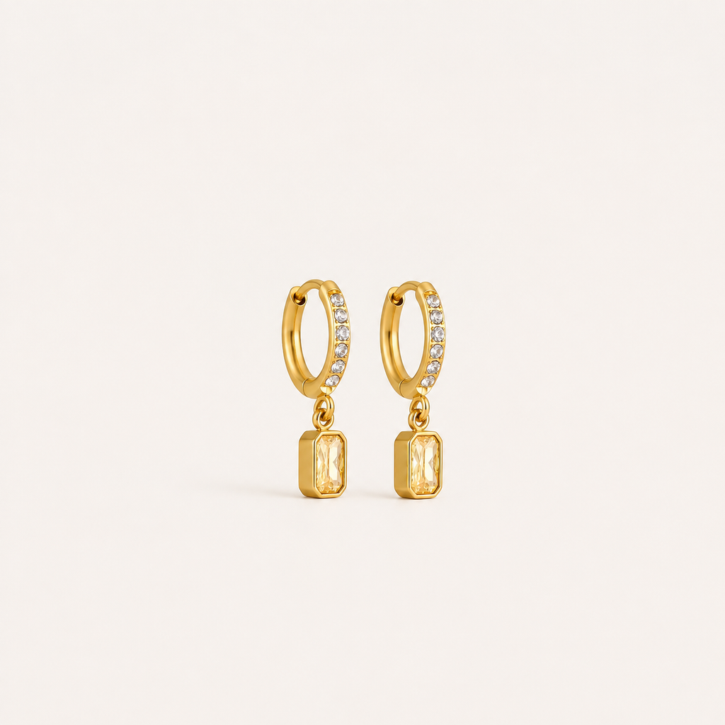 Yellow Sapphire Gem Hoops_Shvetah(TM)