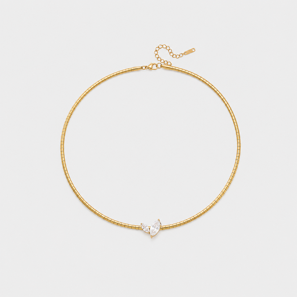 Tara Crystal Leaf Choker Necklace