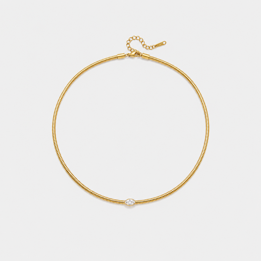 Mia Single Crystal Choker Necklace