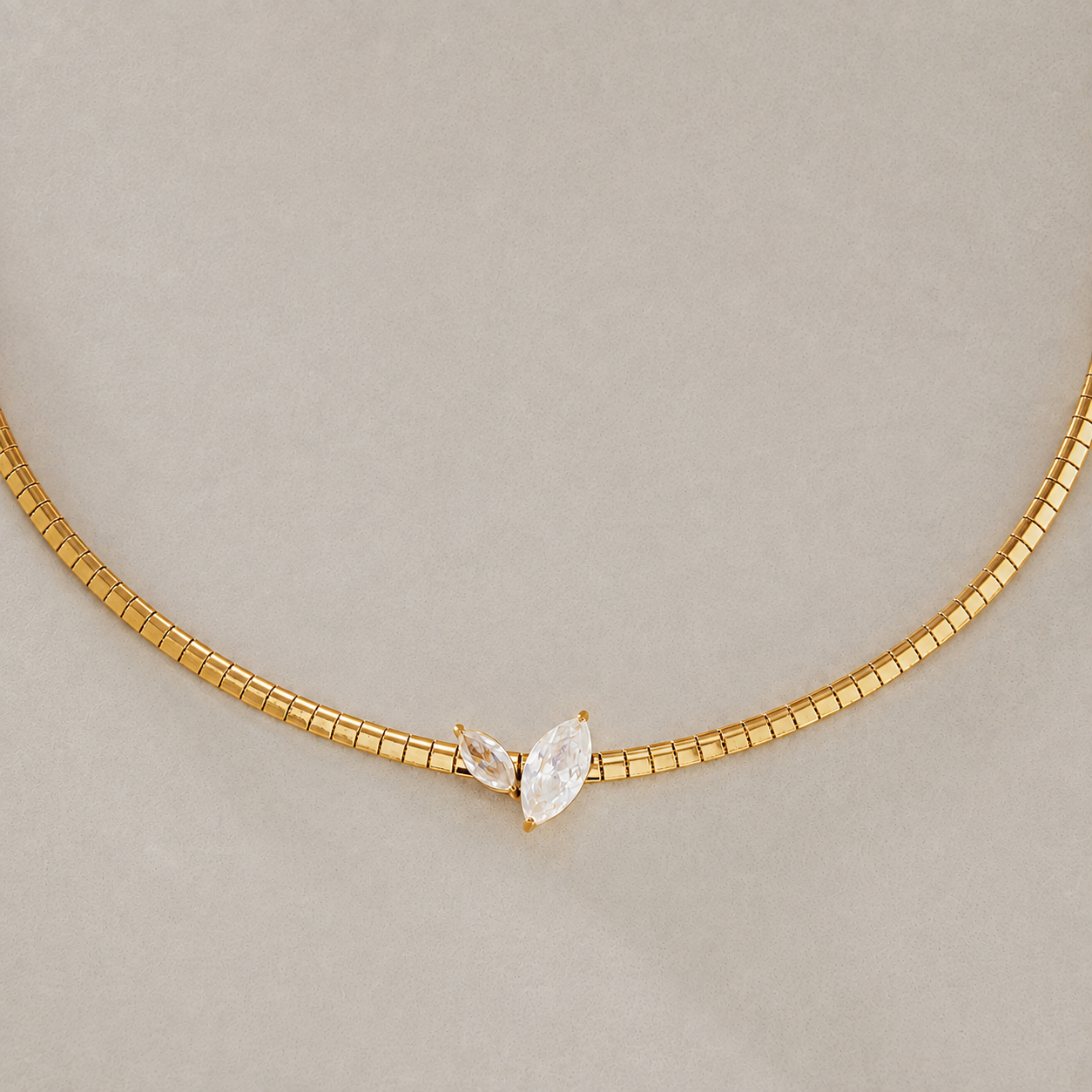 Tara Crystal Leaf Choker Necklace