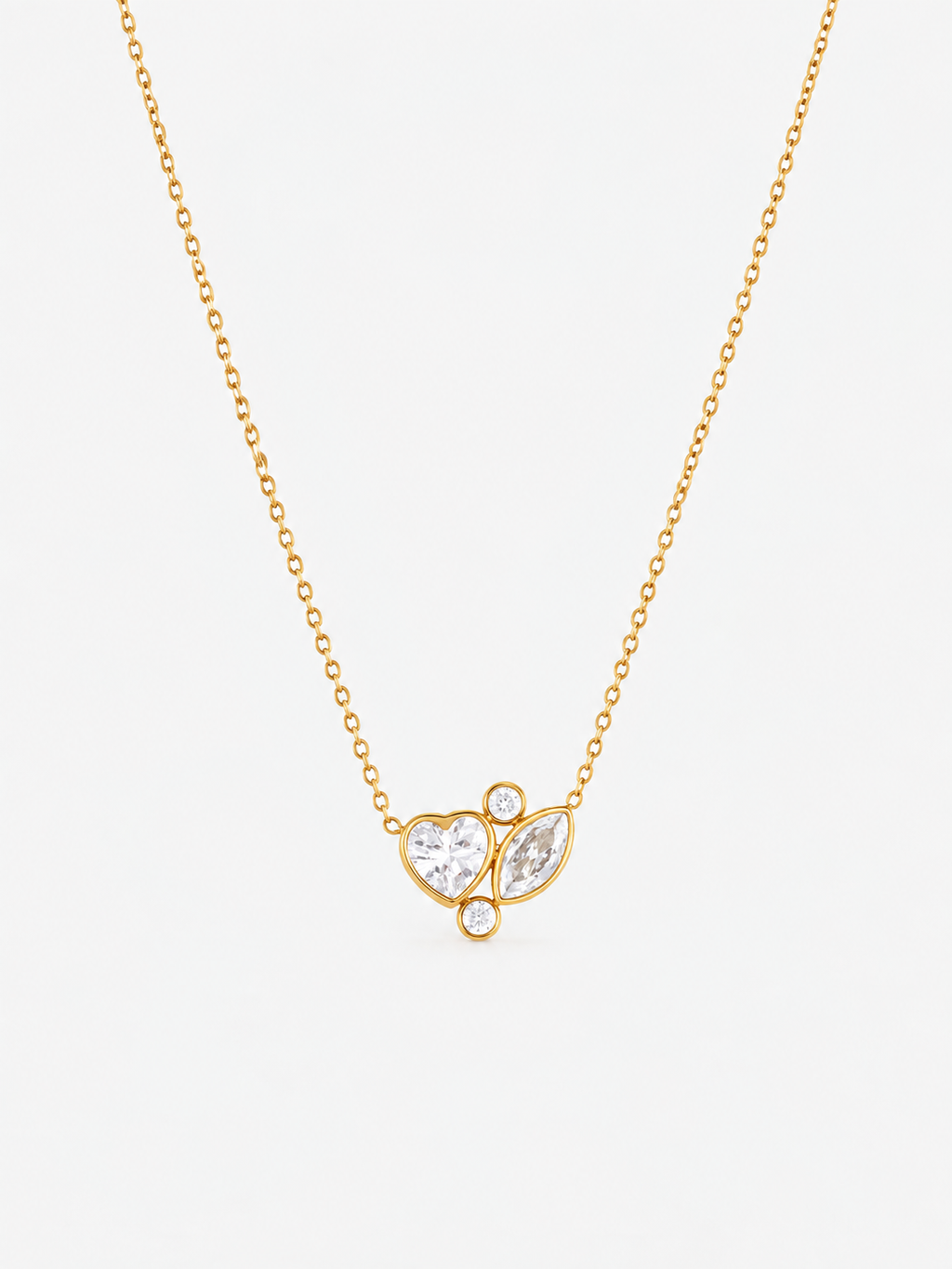 Crystal Heart & Leaf Necklace