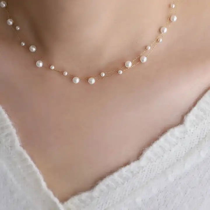 Dainty Pearl Necklace - Shvetah
