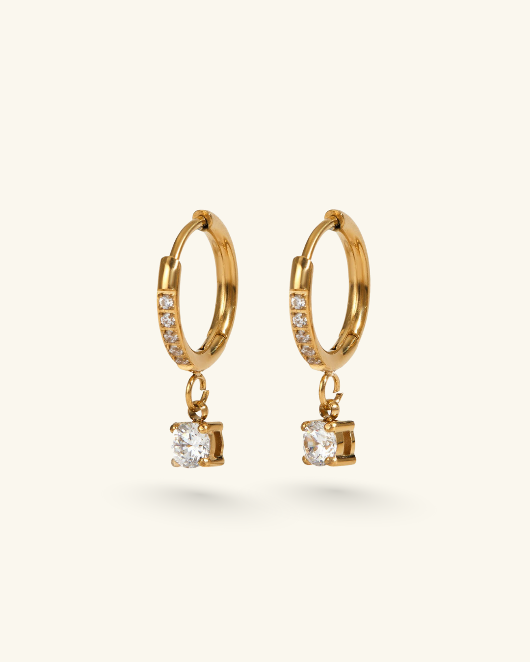 Round Diamond Drop Hoops
