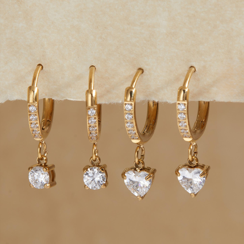 Round Diamond Drop Hoops