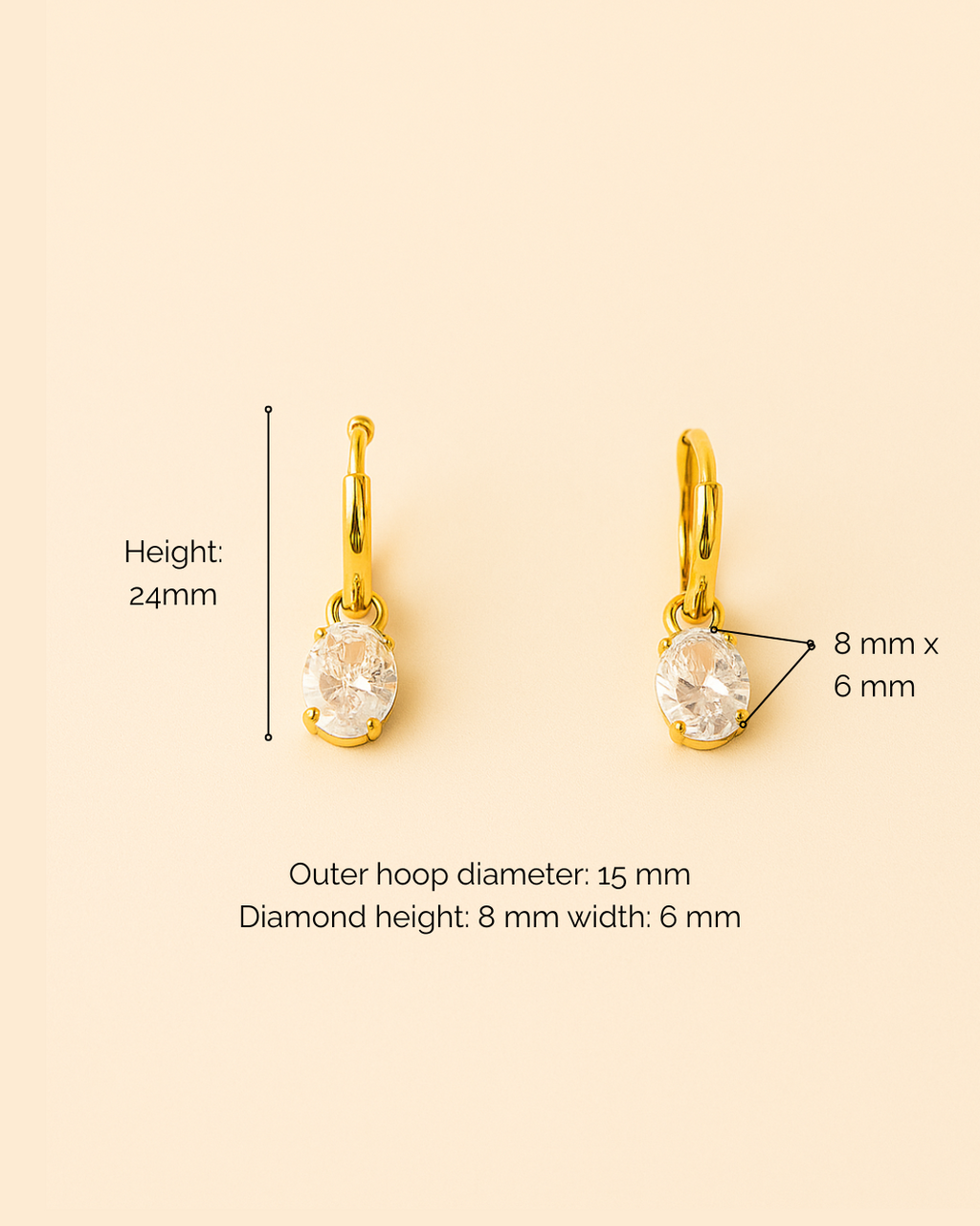 Oval Diamond Drop Hoops