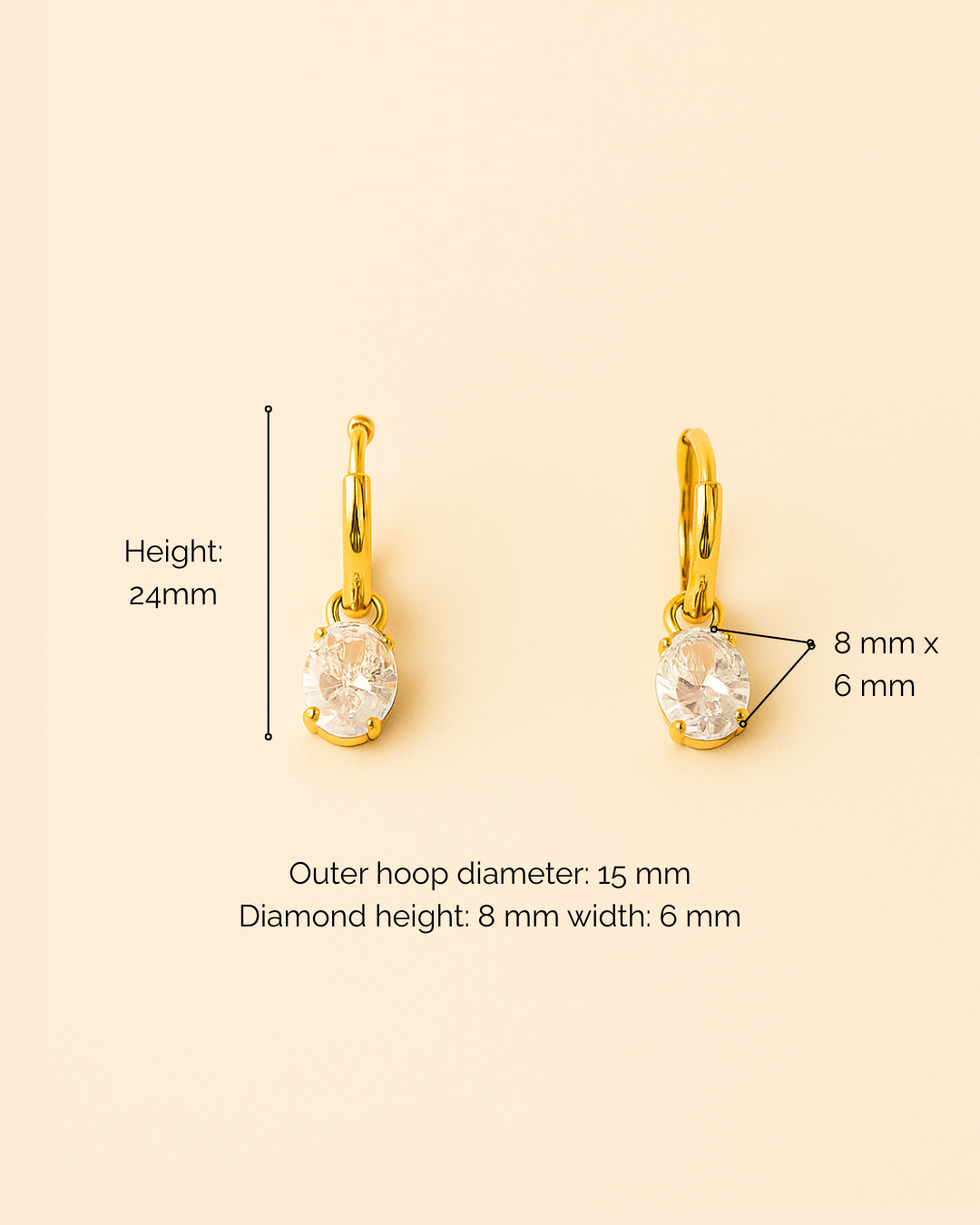 Oval Diamond Drop Hoops