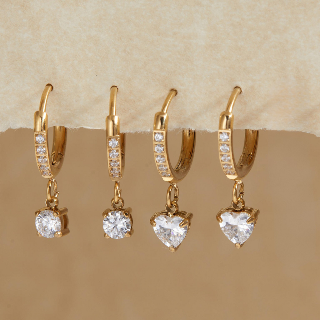 Heart Diamond Drop Earrings