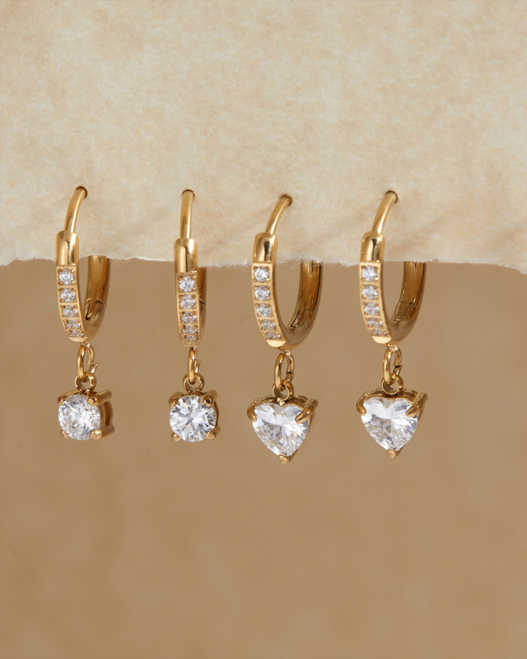 Heart Diamond Drop Earrings