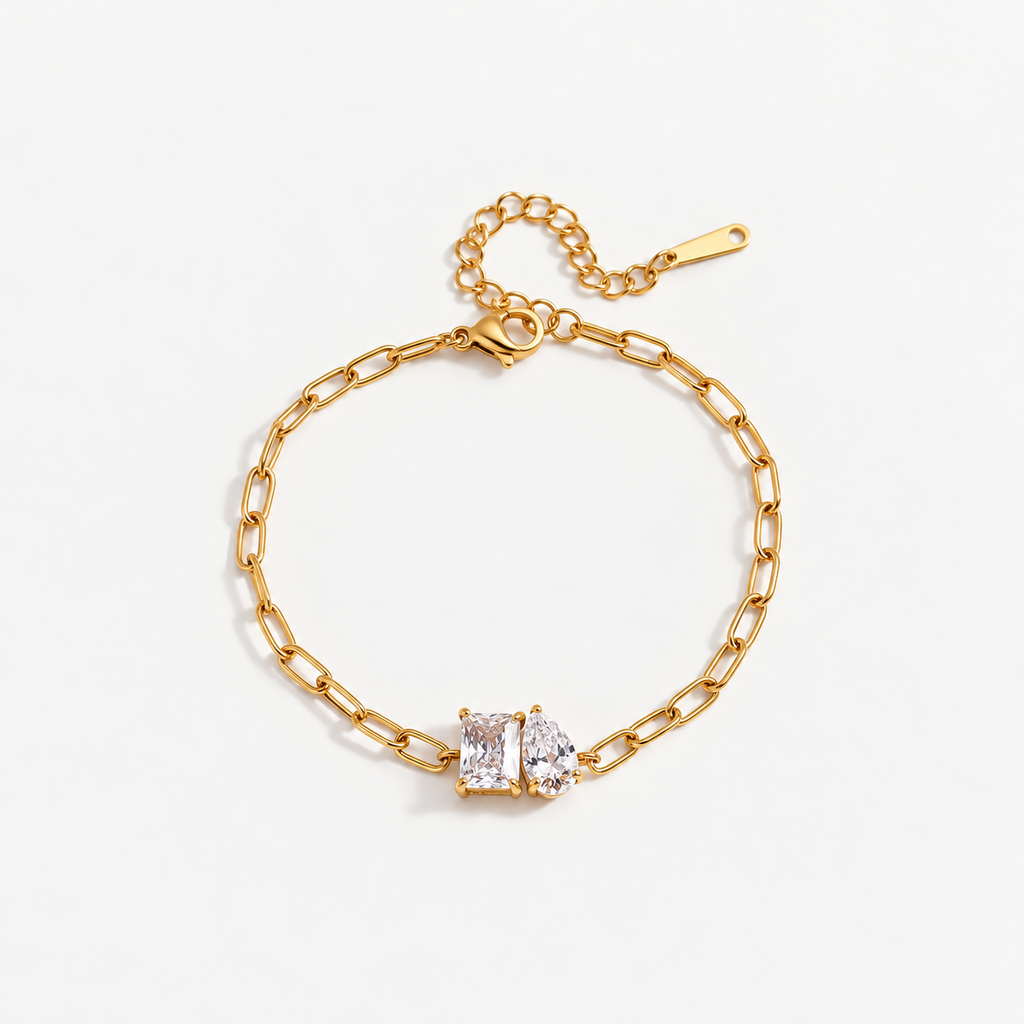 Paperclip Two Stone Bracelet