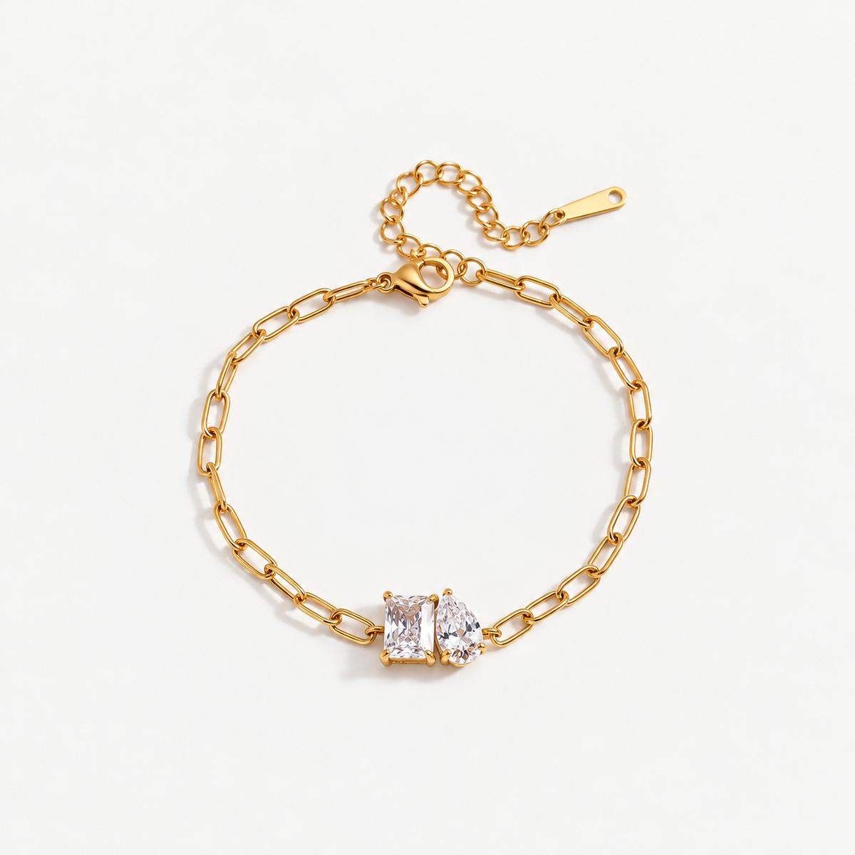 Paperclip Two Stone Bracelet