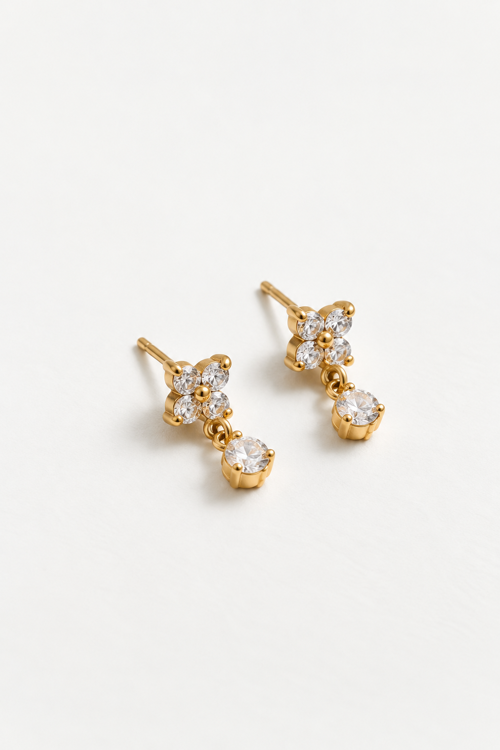 Lotus Diamond Drop Studs