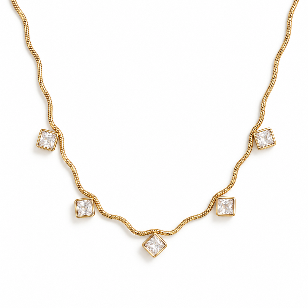 Square Stone Drop Necklace