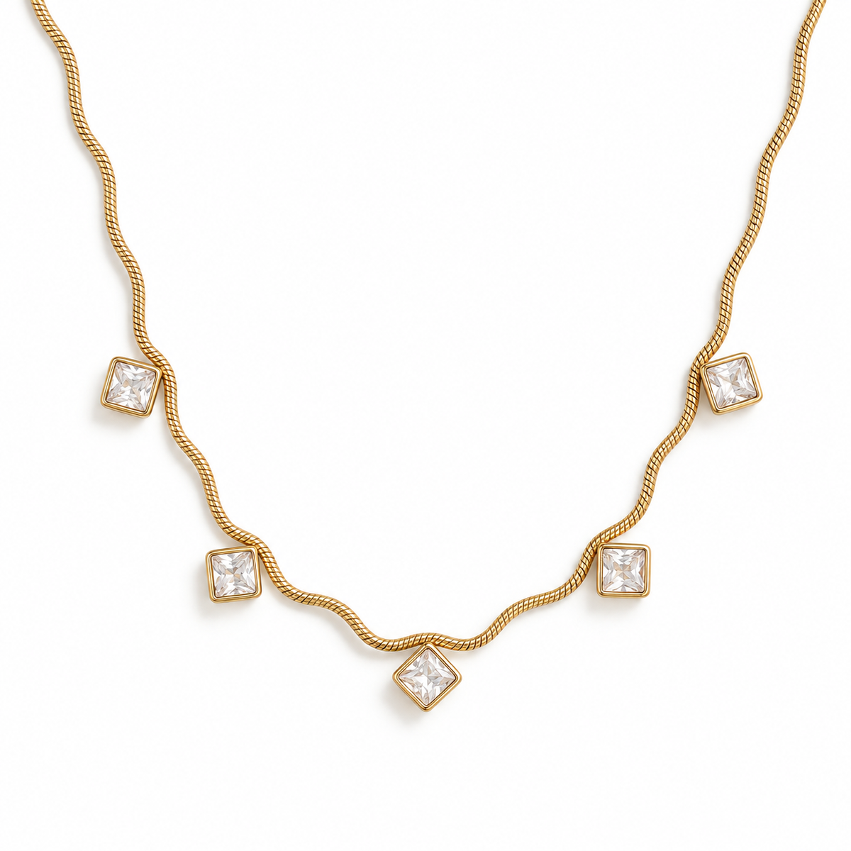 Square Stone Drop Necklace