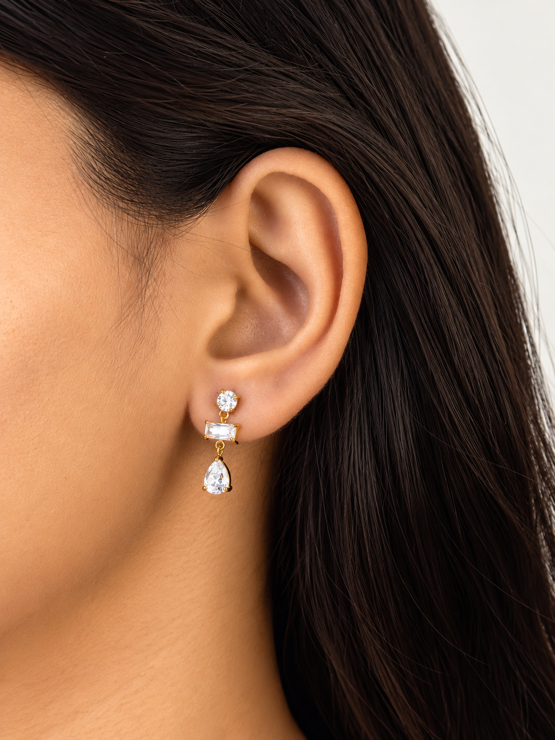 Stacked Gem Drop Earrings