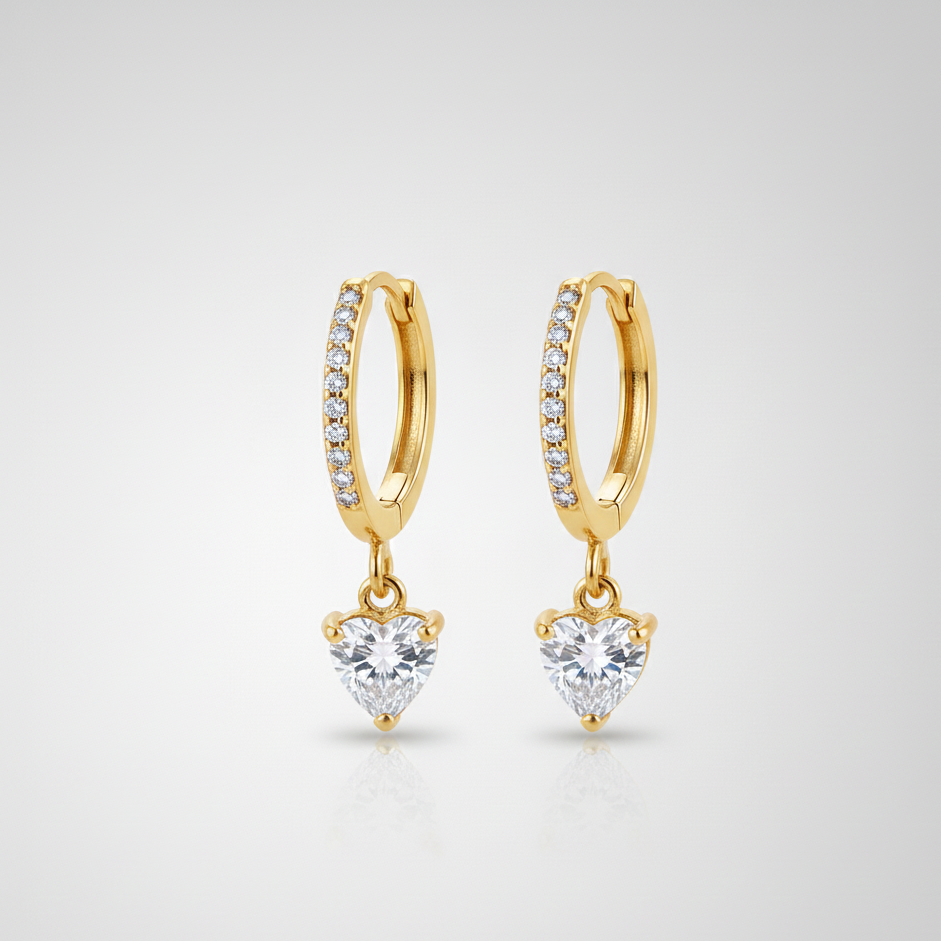 Heart Diamond Drop Earrings