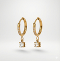 Round Diamond Drop Hoops