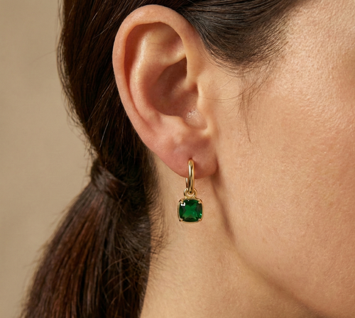 Emerald Drop Hoops