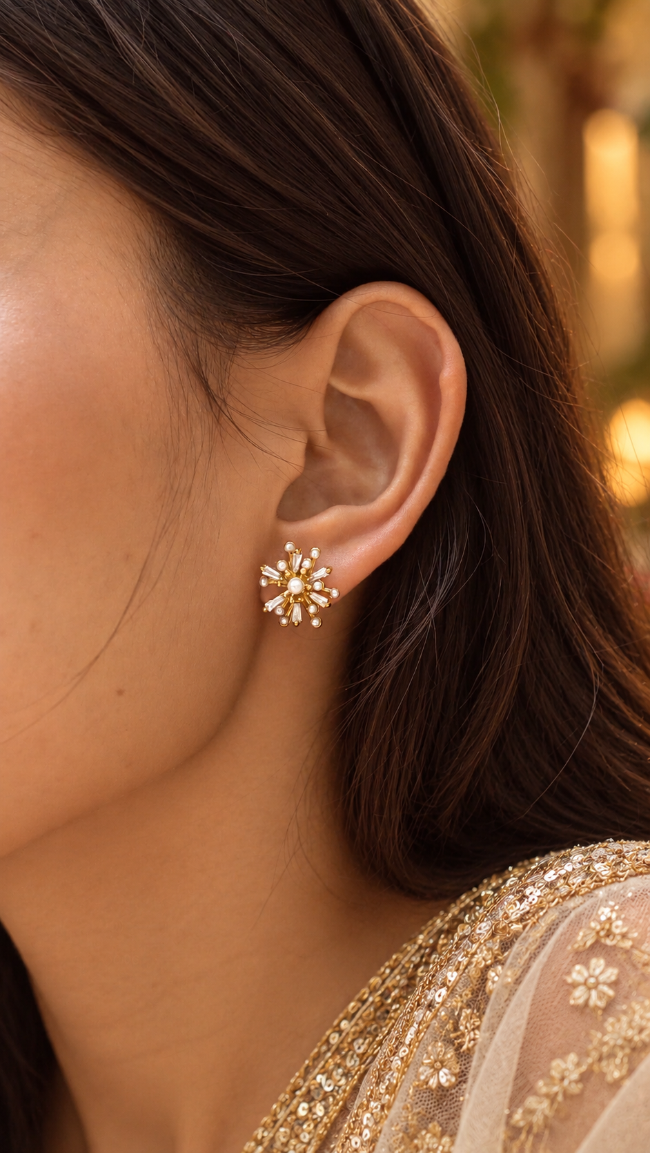 Starburst Pearl Stud Earrings